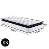 Laura Hill King Single Mattress Bed Size Euro Top 5 Zone Spring Foam 32cm - Extra Image