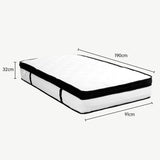 Laura Hill Single Mattress Bed Size Euro Top 5 Zone Spring Foam 32cm - Close-Up Angle