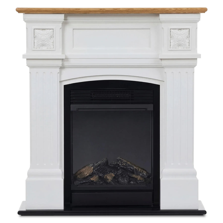 Dimplex Mini Windlesham 1.5kW Freestanding Electric Fireplace Suite, Realistic LED Flame Effect Heater, White & Oak
