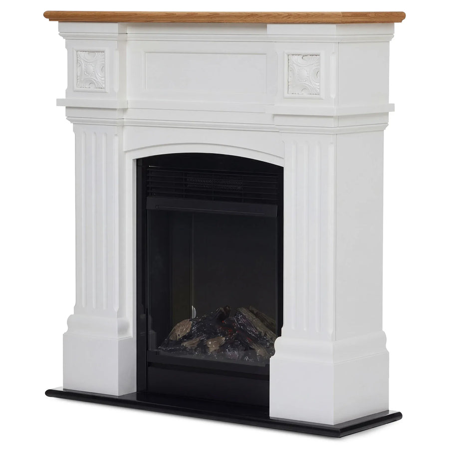 Dimplex Mini Windlesham 1.5kW Freestanding Electric Fireplace Suite, Realistic LED Flame Effect Heater, White & Oak