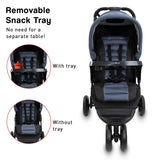 Veebee Navigator Stroller 3-wheel Pram For Newborns To Toddlers - Glacier - Front View