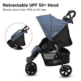 Veebee Navigator Stroller 3-wheel Pram For Newborns To Toddlers - Glacier - Top-Down View