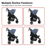 Veebee Navigator Stroller 3-wheel Pram For Newborns To Toddlers - Glacier - 45-Degree Angle