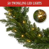 Christabelle 2.74m Christmas Garland with LED Lights Dunhill Shimmer Fir Tree Decoration Ornament - Rear View