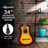 Karrera 34-Inch Sunburst Acoustic Guitar for Kids - Real Wooden Instrument - Low Angle