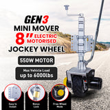 Mini Mover 12v 550w Gen3 Electric Motorised Jockey Wheel - Front View