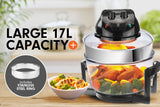 Pronti 17L Turbo Convection Oven with Broiler & Extender Ring - A18 Black - Top-Down View