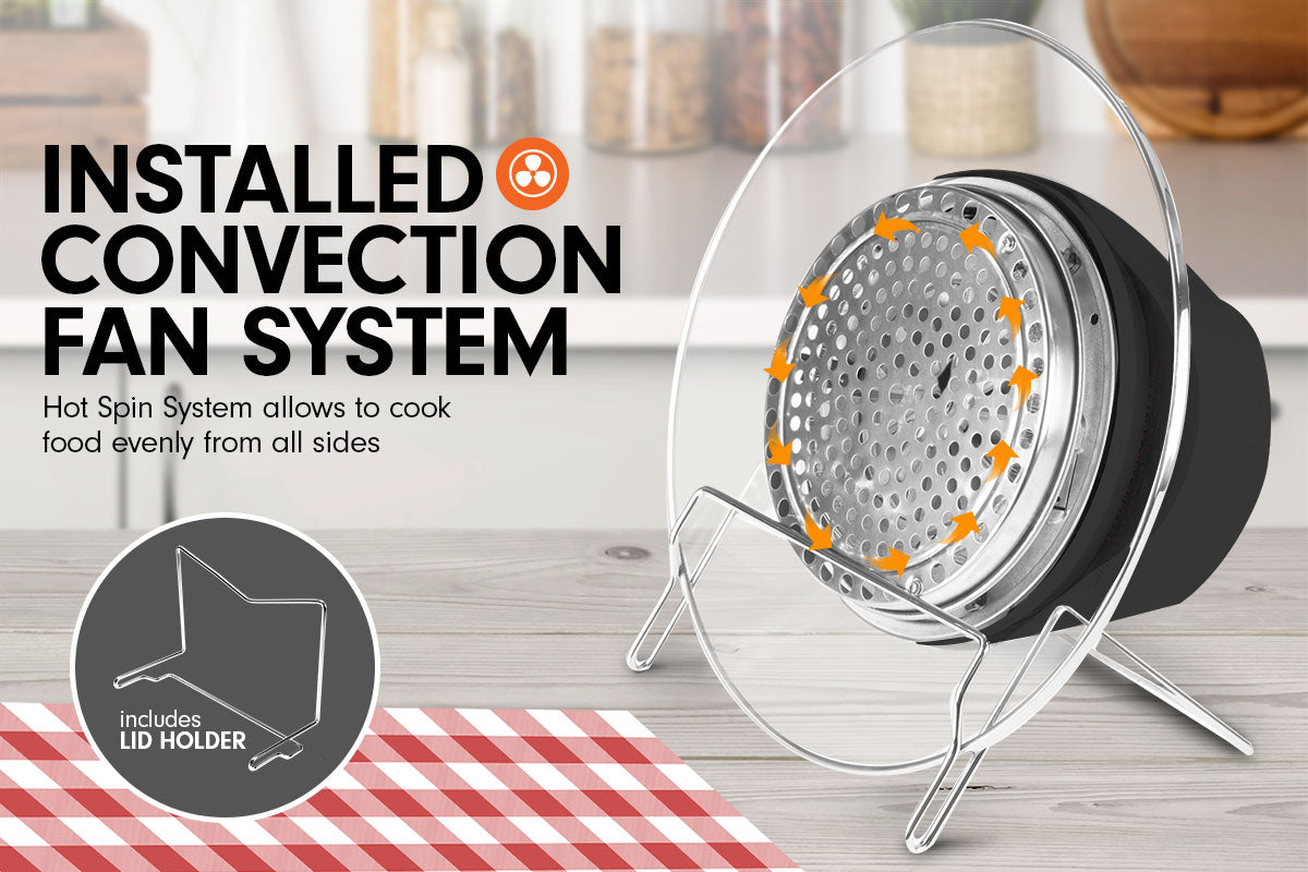 Pronti 17L Turbo Convection Oven with Broiler & Extender Ring - A18 Black