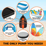 Kahuna Portable Electric Air Pump 12V for Inflatable Paddle Boards - 45-Degree Angle
