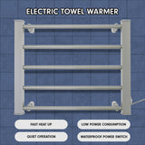 Pronti Heated Towel Rack Electric Bathroom Towel Rails Warmer Ev-90- Silver - 45-Degree Angle