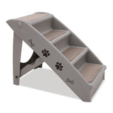 Furtastic Foldable Pet Stairs in Grey - 50cm Dog Ladder Cat Ramp with Non-Slip Mat for Indoor and Outdoor Use - Side View