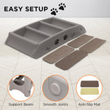 Furtastic Foldable Pet Stairs in Grey - 50cm Dog Ladder Cat Ramp with Non-Slip Mat for Indoor and Outdoor Use - 45-Degree Angle