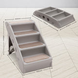 Furtastic Foldable Pet Stairs in Grey - 50cm Dog Ladder Cat Ramp with Non-Slip Mat for Indoor and Outdoor Use - Rear View