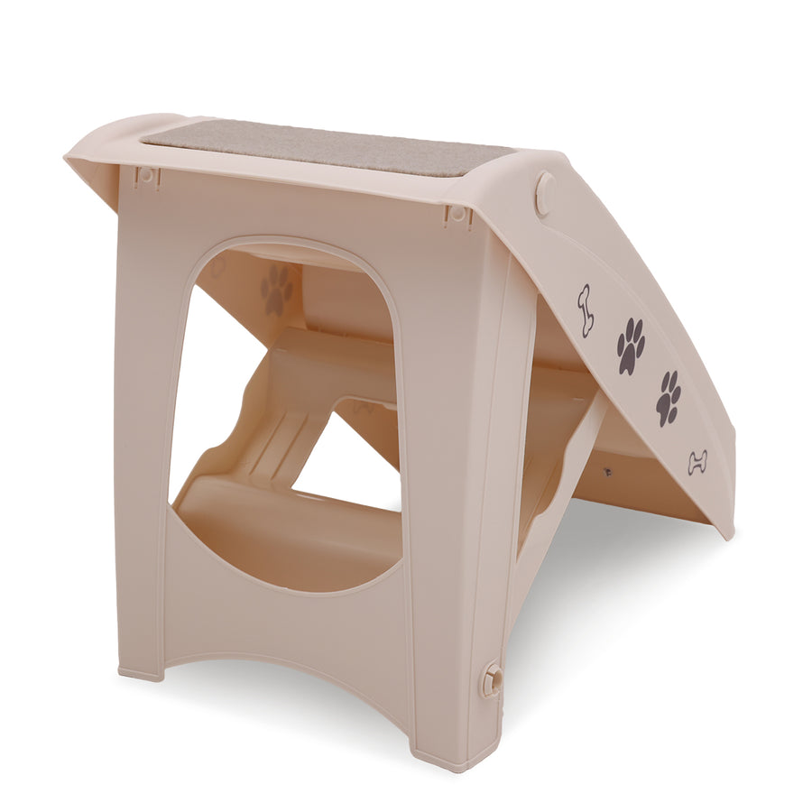 Furtastic Foldable Pet Stairs In White - 50cm Dog Ladder Cat Ramp
