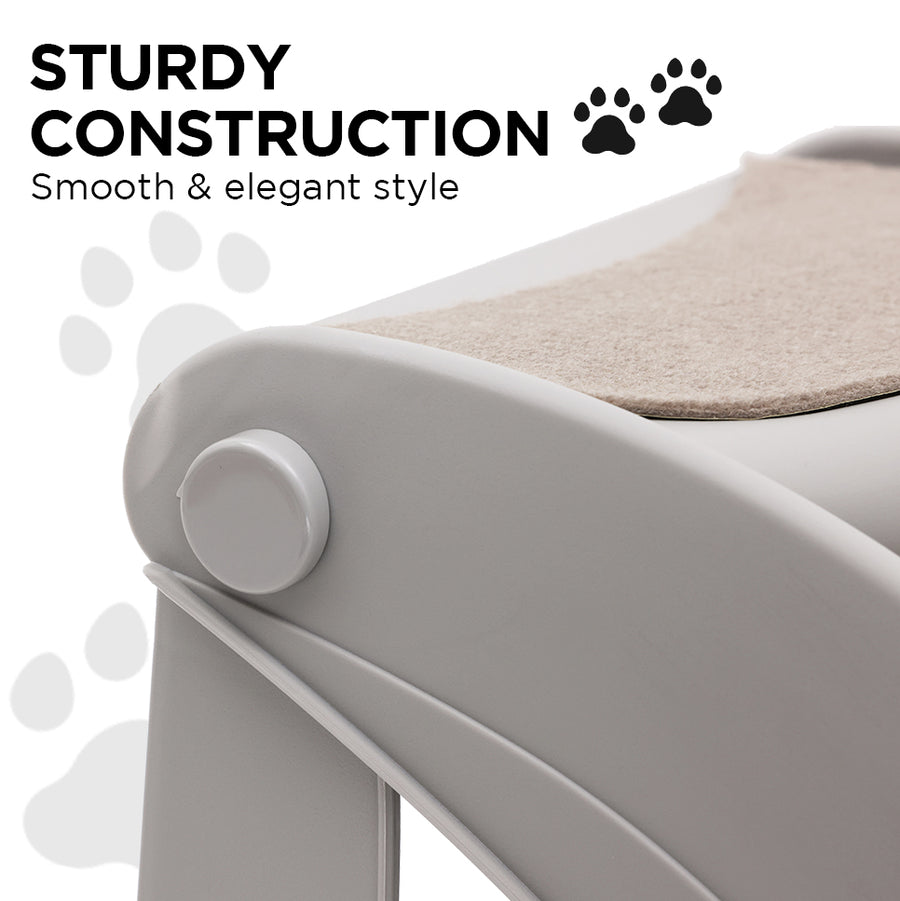 Furtastic Foldable Pet Stairs In Grey - 38cm Dog Ladder Cat Ramp