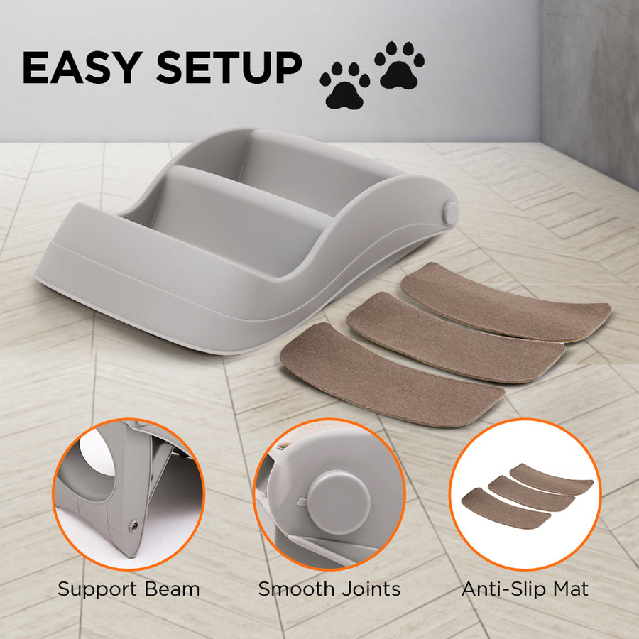 Furtastic Foldable Pet Stairs In Grey - 38cm Dog Ladder Cat Ramp