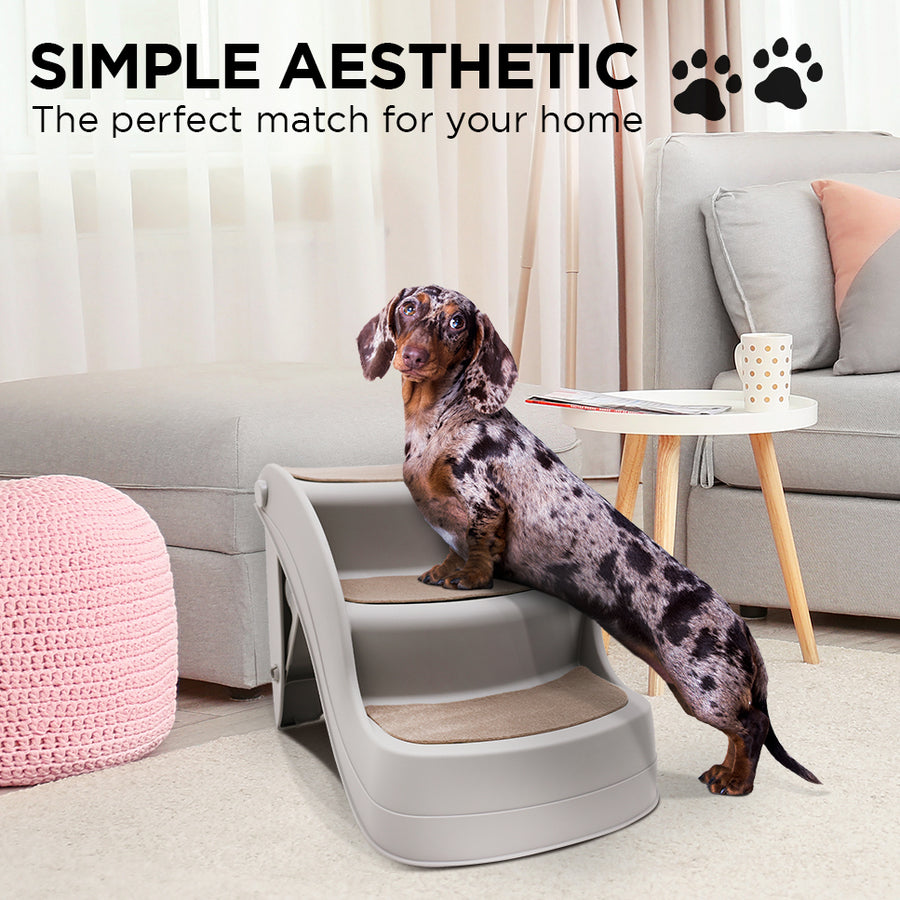 Furtastic Foldable Pet Stairs In Grey - 38cm Dog Ladder Cat Ramp