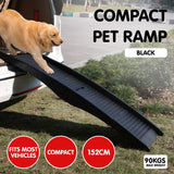 Furtastic 152cm Portable Dog Pet Ramp - Black - Front View