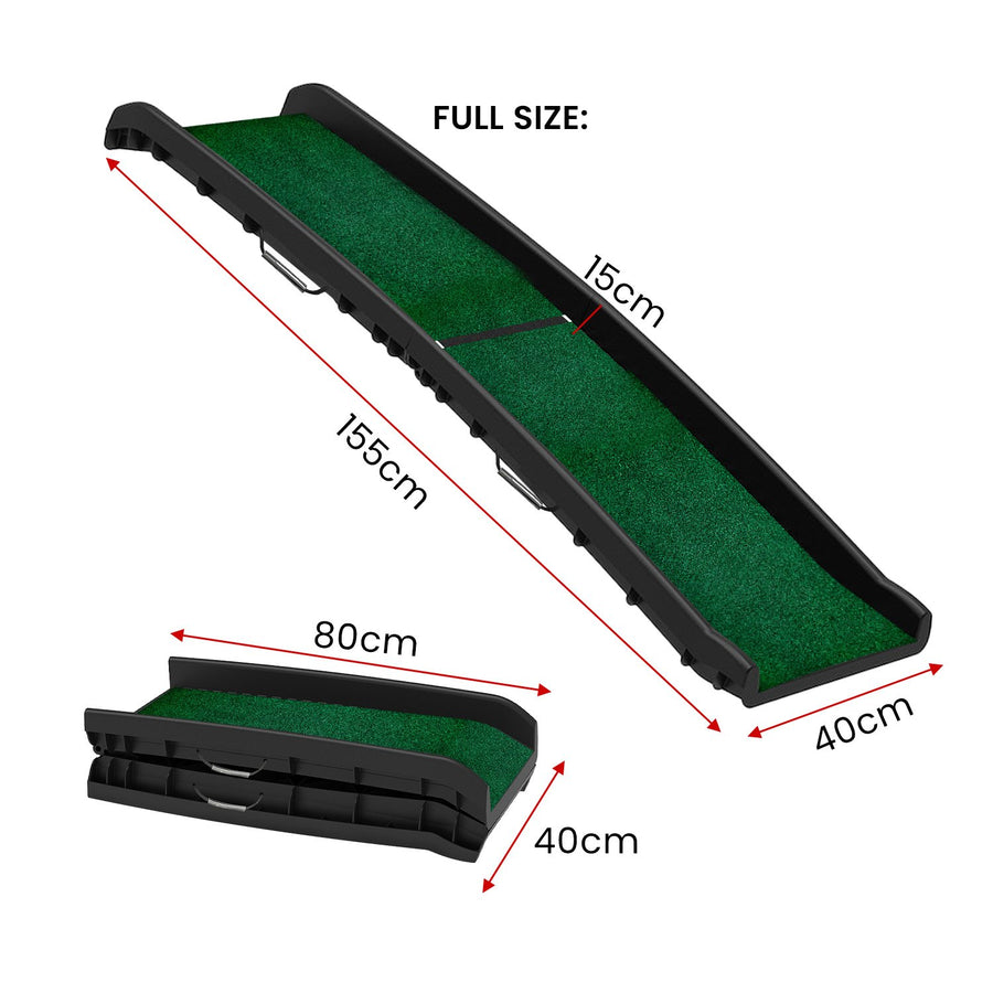 Furtastic Foldable Dog Ramp with Poly-Grass Grip Surface Non-Slip UV Protection, Foldable