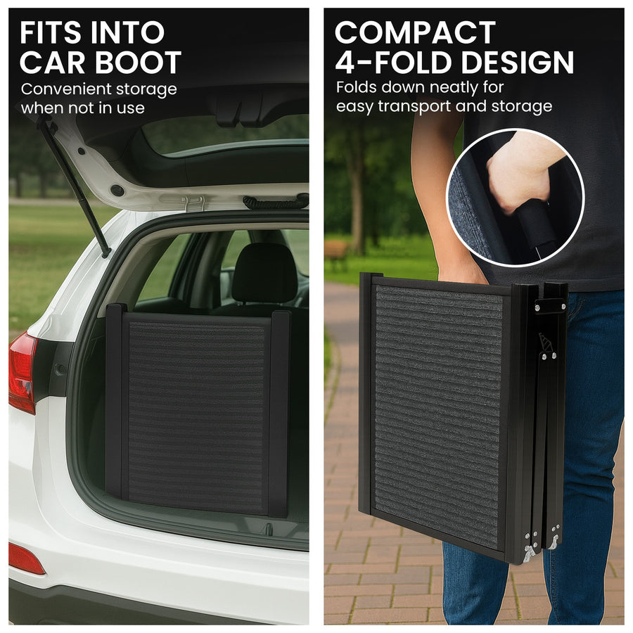 Furtastic 180cm Folding Aluminium Dog Ramp Non-Slip Marine Carpet Portable Pet Steps Ladder for Car SUV Boot 120kg