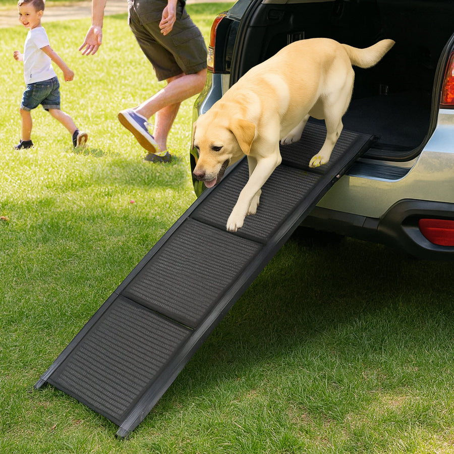Furtastic 180cm Folding Aluminium Dog Ramp Non-Slip Marine Carpet Portable Pet Steps Ladder for Car SUV Boot 120kg