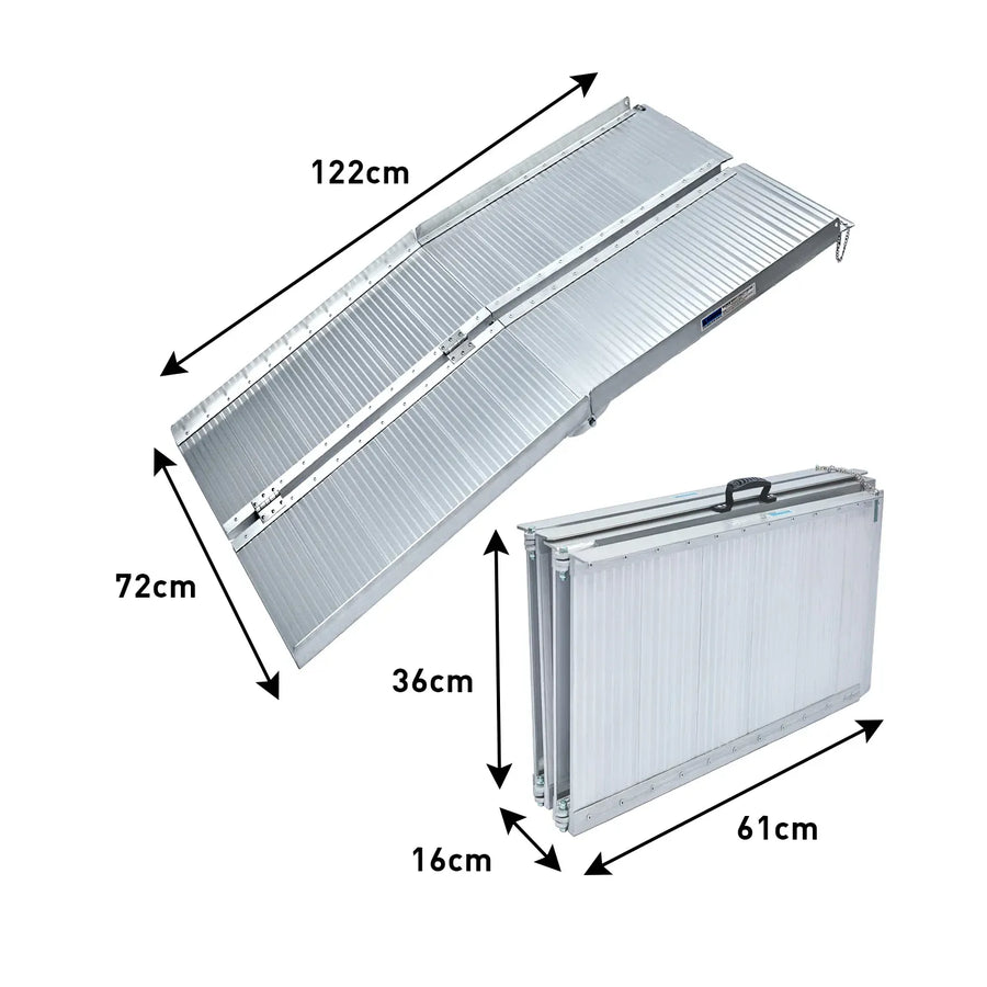 Kartrite 4ft Portable Aluminium Folding Wheelchair Ramp 275kg Heavy Duty Non-Slip Suitcase Ramp for Steps Kerbs