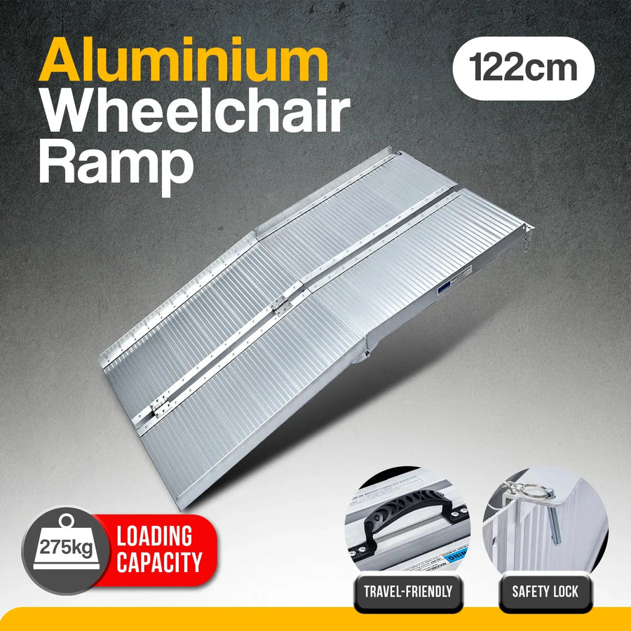 Kartrite 4ft Portable Aluminium Folding Wheelchair Ramp 275kg Heavy Duty Non-Slip Suitcase Ramp for Steps Kerbs