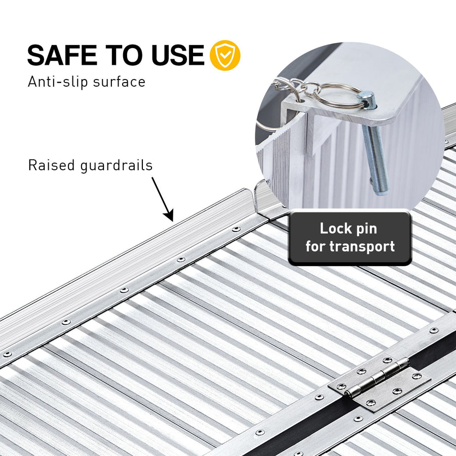 Kartrite 4ft Portable Aluminium Folding Wheelchair Ramp 275kg Heavy Duty Non-Slip Suitcase Ramp for Steps Kerbs