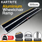 Kartrite 10ft Folding Aluminium Wheelchair Ramp Anti-Slip Portable Suitcase Mobility Scooter Ramp 275kg