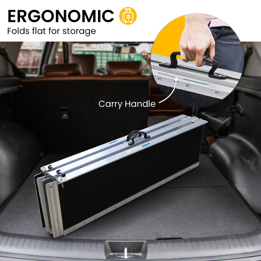 Kartrite 8FT Folding Aluminium Wheelchair Ramp Portable Suitcase Non-Slip Mobility Access for Steps Scooters 275kg