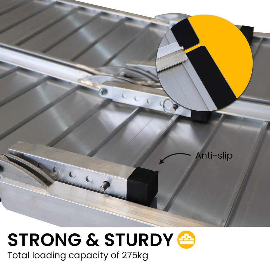 Kartrite 8FT Folding Aluminium Wheelchair Ramp Portable Suitcase Non-Slip Mobility Access for Steps Scooters 275kg
