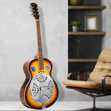 Karrera 40in Resonator Guitar - Sunburst - Close-Up Angle
