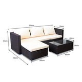 Sarantino 5pc Modular Outdoor Lounge Set PE Rattan - Brown - Front View