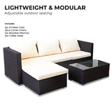 Sarantino 5pc Modular Outdoor Lounge Set PE Rattan - Brown - Side View