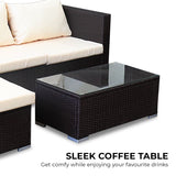 Sarantino 5pc Modular Outdoor Lounge Set PE Rattan - Brown - 45-Degree Angle