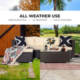 Sarantino 5pc Modular Outdoor Lounge Set PE Rattan - Brown - Rear View