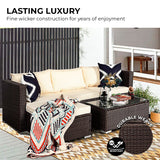Sarantino 5pc Modular Outdoor Lounge Set PE Rattan - Brown - Close-Up Angle