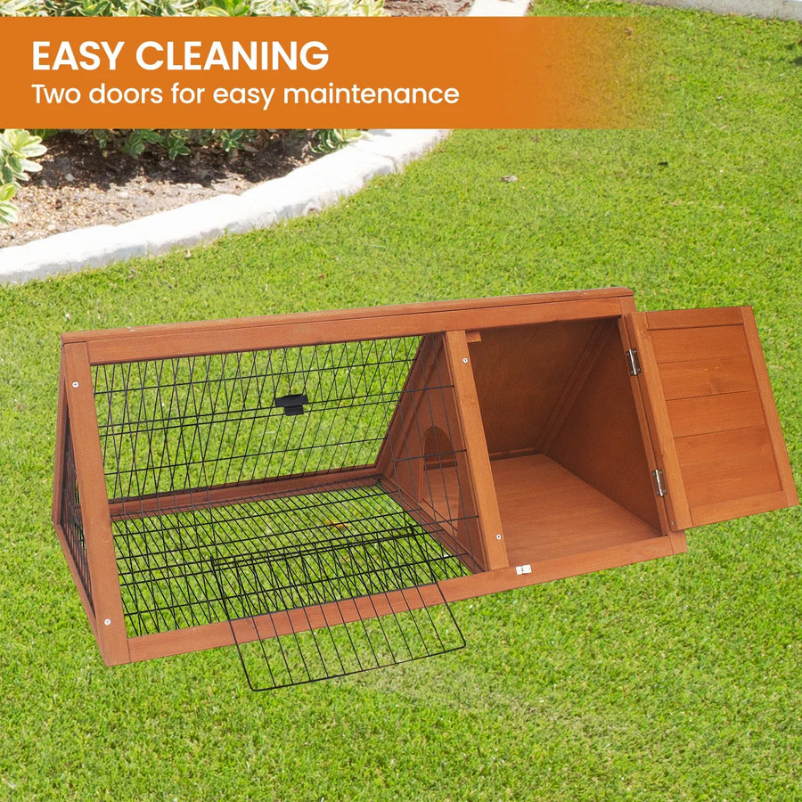 Little Buddies 98cm Wooden Triangle Rabbit Hutch Outdoor Guinea Pig Cage Small Animal Pet Enclosure with Run