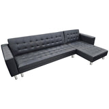 Sarantino Corner Faux Leather Sofa Bed Couch with Chaise - Black - Front View