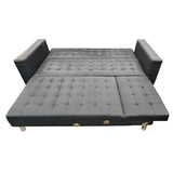 Sarantino Corner Faux Leather Sofa Bed Couch with Chaise - Black - Top-Down View