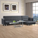 Sarantino Corner Faux Leather Sofa Bed Couch with Chaise - Black - Rear View