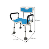 Orthonica Height Adjustable Aluminium Shower Chair With Adjustable Armrests - Front View