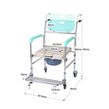 Orthonica Commode Chair With Castors Aluminium Frame Footrest Soft Push Handles - Front View