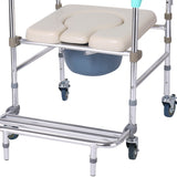 Orthonica Commode Chair With Castors Aluminium Frame Footrest Soft Push Handles - 45-Degree Angle