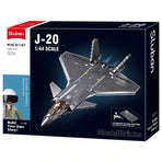 Sluban B1187 Model Kit 1:44 J20 Mighty Dragon Chinese Stealth Fighter Jet Plane Modern PLAAF Building Block DIY Set Toy