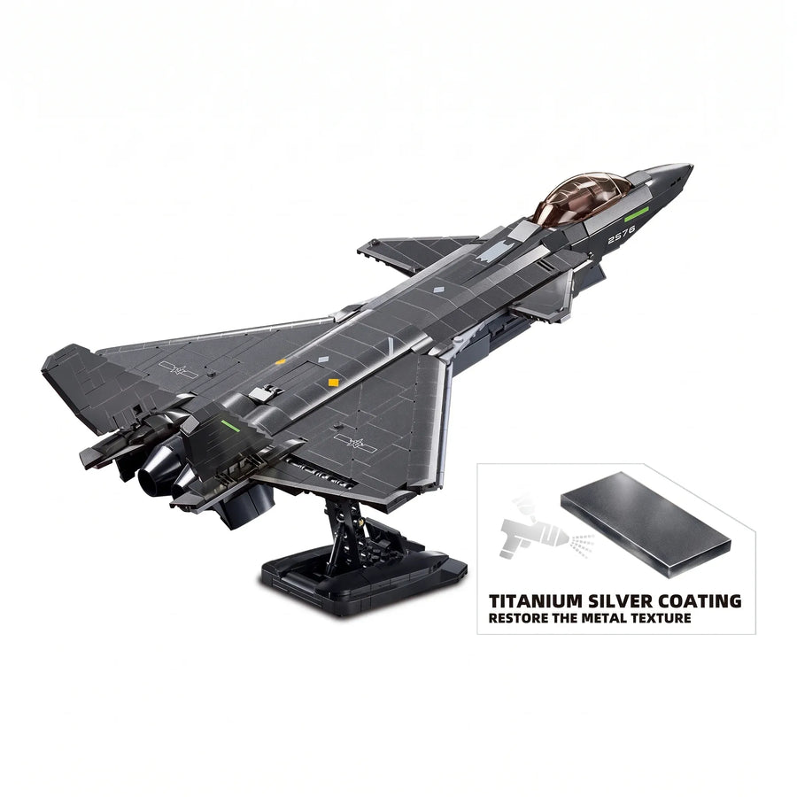 Sluban B1187 Model Kit 1:44 J20 Mighty Dragon Chinese Stealth Fighter Jet Plane Modern PLAAF Building Block DIY Set Toy