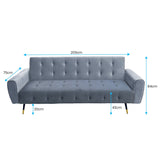Sarantino Ava 3-seater Tufted Velvet Sofa Bed By Sarantino - Light Grey - 45-Degree Angle