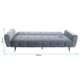 Sarantino Ava 3-seater Tufted Velvet Sofa Bed By Sarantino - Light Grey - Rear View