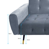 Sarantino Ava 3-seater Tufted Velvet Sofa Bed By Sarantino - Light Grey - Close-Up Angle