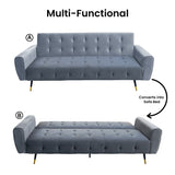 Sarantino Ava 3-seater Tufted Velvet Sofa Bed By Sarantino - Light Grey - Low Angle